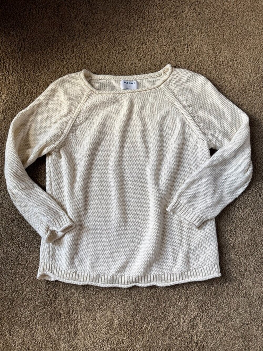 Cotton blend sweater, Cream/off white, Women's L
